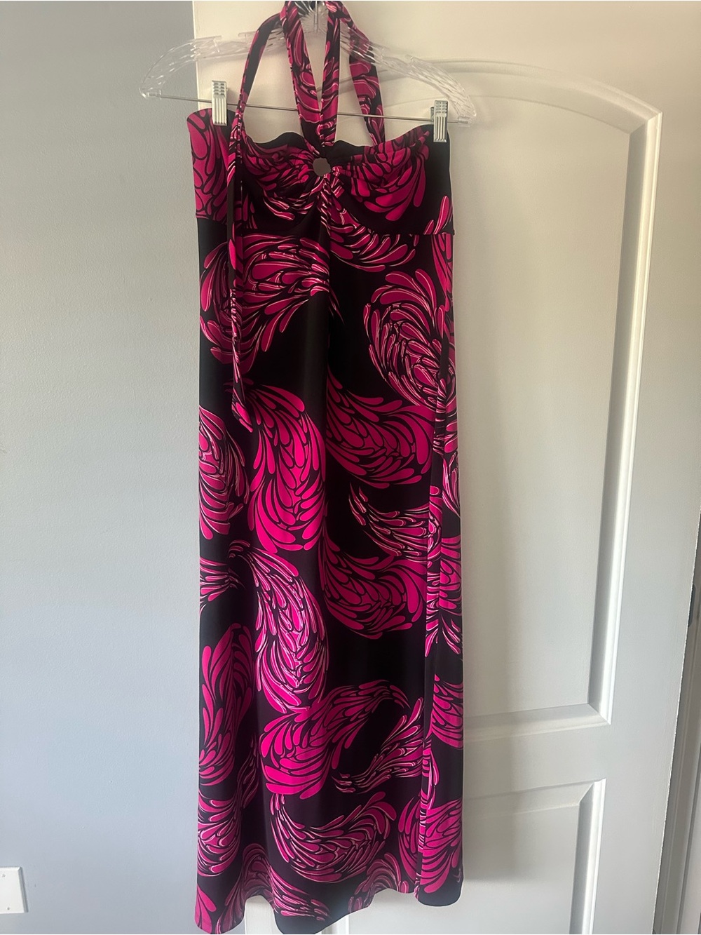 Enfocus Studio Black and Hot Pink Halter Maxi dress
